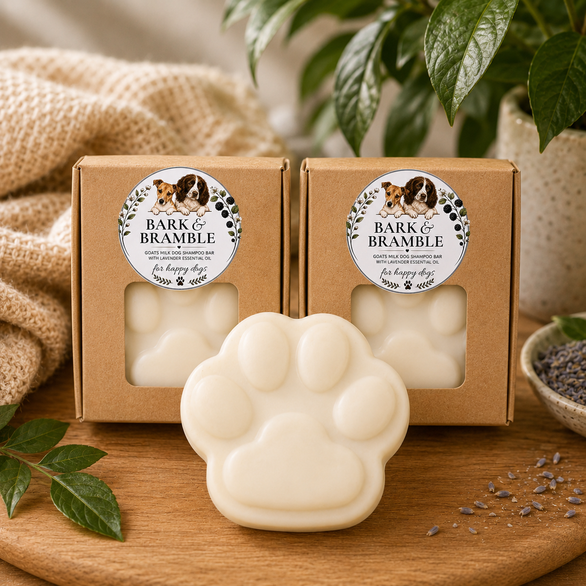 Goat Milk Dog Shampoo Bar with Lavender Essential Oil | Bark & Bramble